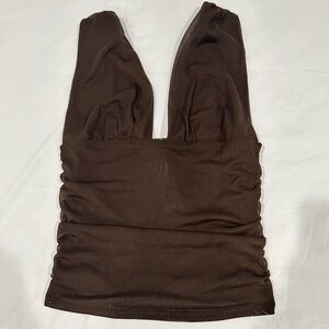 Garage Deep Brown Crop Top